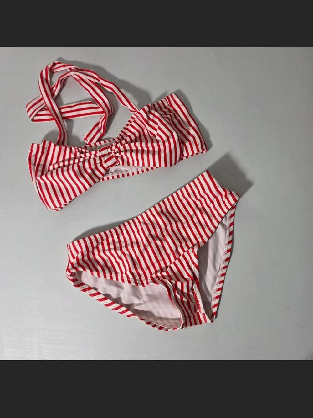 Red & White Striped Bikini Set